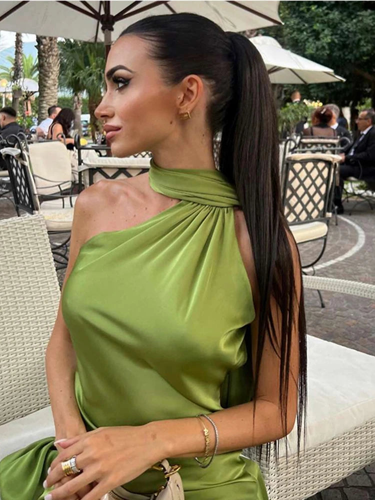 Women's Satin Halter Party Dress